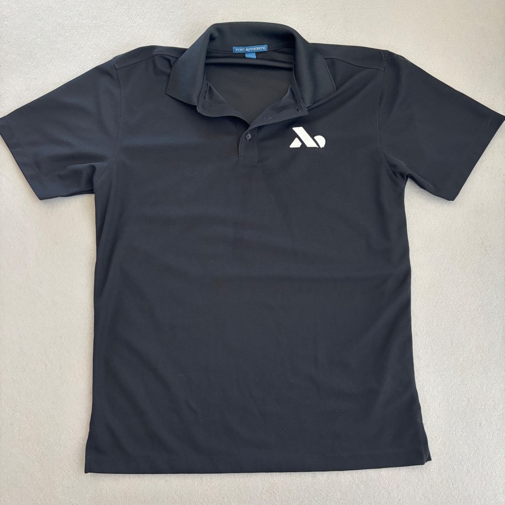 Port Authority Mens K572 Black Mesh Polo Shirt Short Sleeve Logo Size M